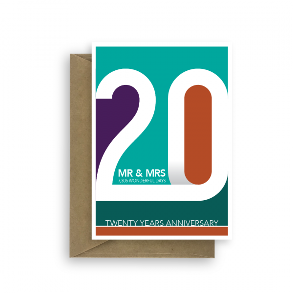 20th wedding anniversary card infographics ann029 card