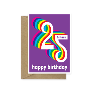 25th birthday card rainbow bth546