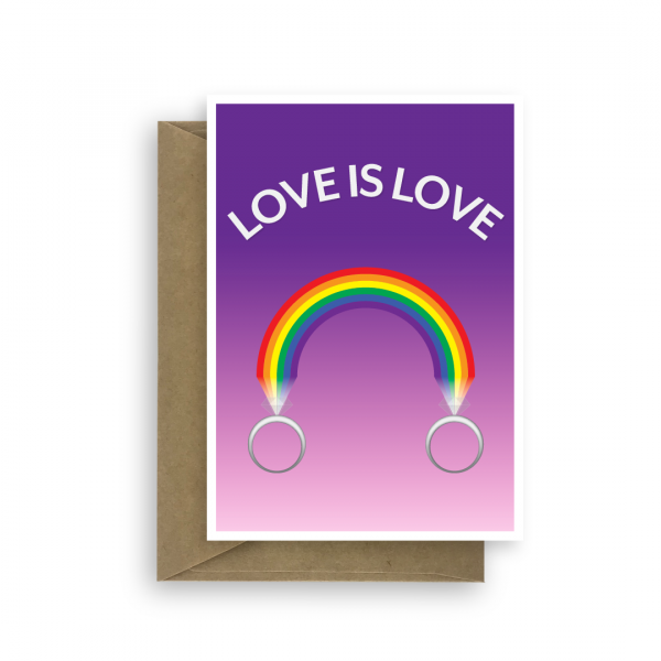 lesbian wedding card rainbow rings wed026 card