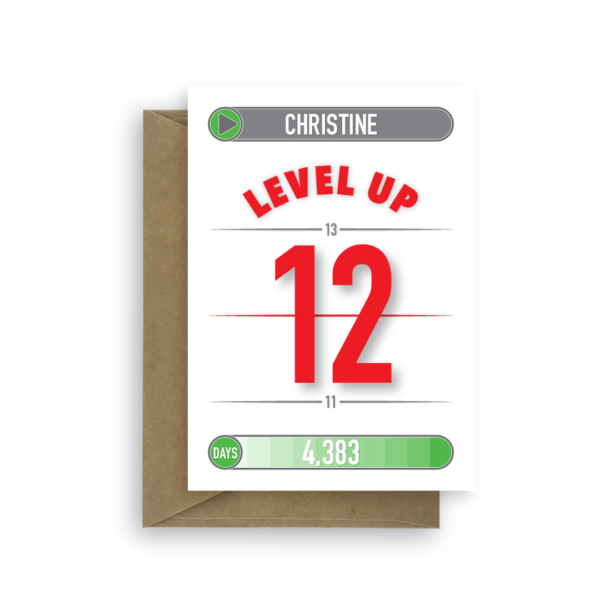 12th birthday card for boy or girl level up bth426 card