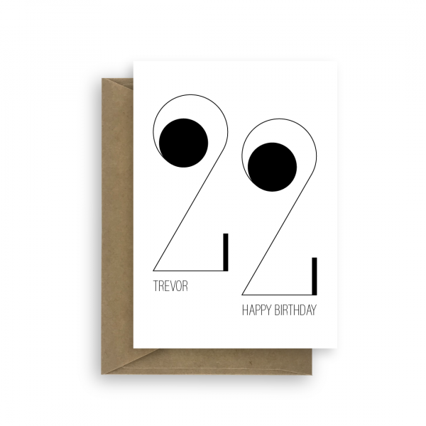 22nd birthday card minimalist bb037 card