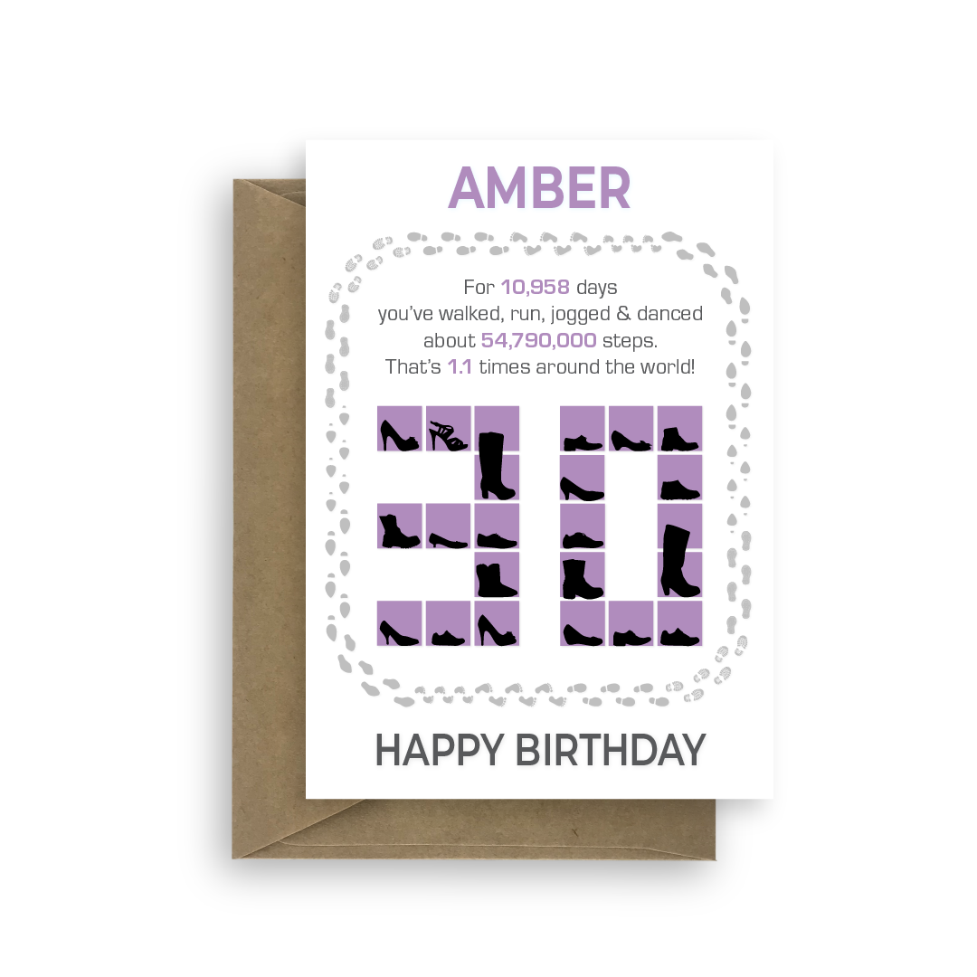 Funny 30th Birthday Card for her, shoes | STU ART CONCEPTS