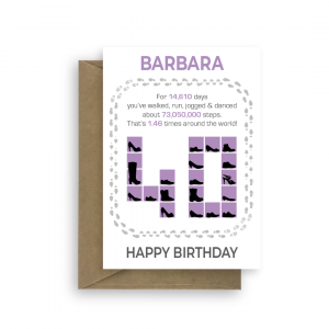 40th birthday card for her steps purple bb053 card