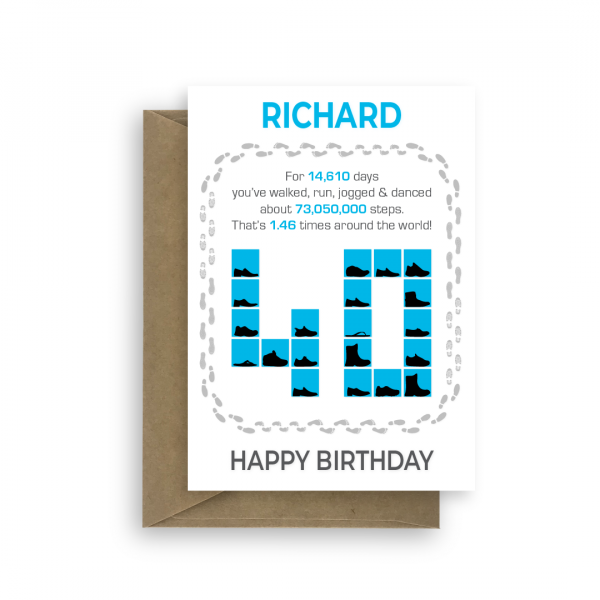 40th birthday card steps blue bb052 card
