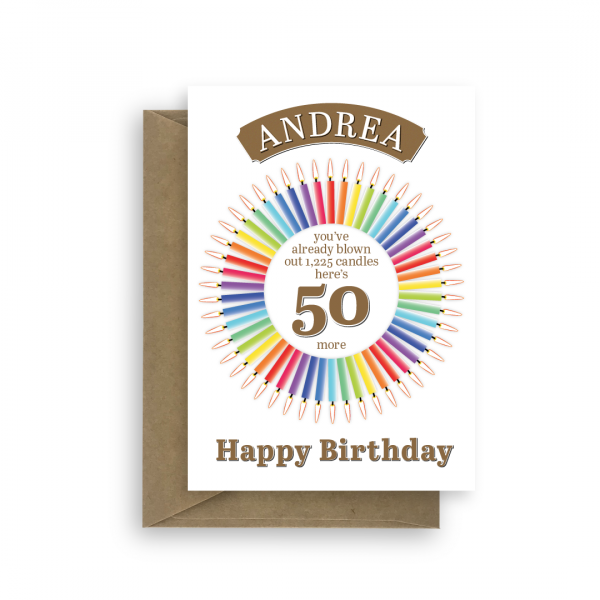 50th birthday card with candle statistics