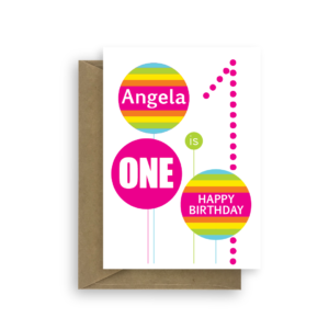 1st birthday card for girl edit name bth405 card