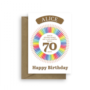 70th birthday card candles circle bb060 card