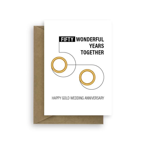 gold rings 50th wedding anniversary card ann033 card