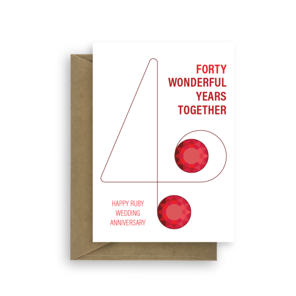 rubies 40th wedding anniversary card ann034 card