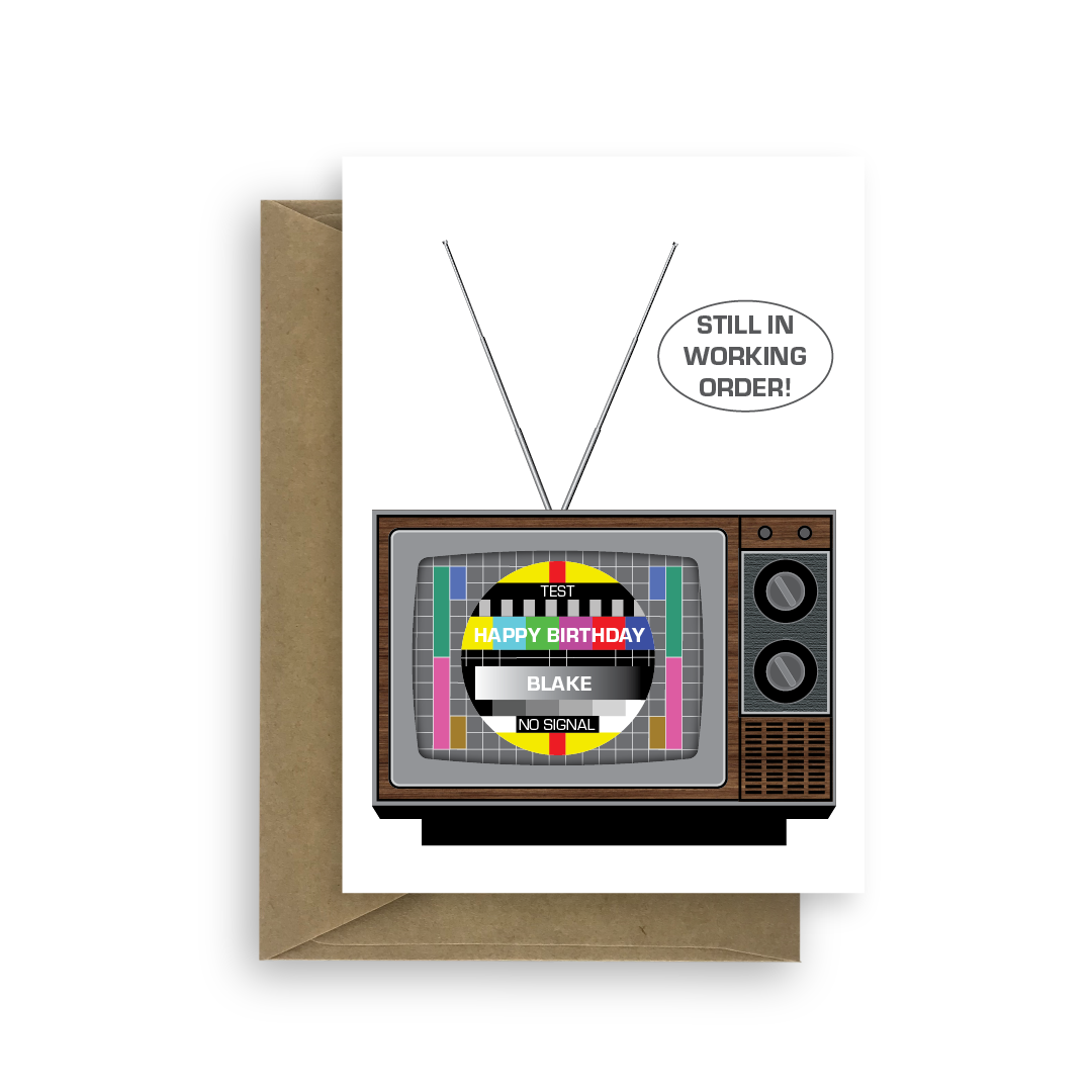 personalised tv birthday card bb067