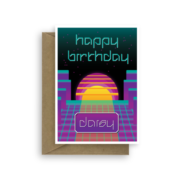 retro birthday card with name bb068 card