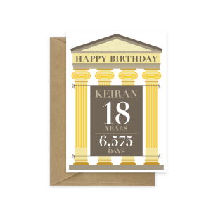 18th birthday card bb069 card with roman architecture background