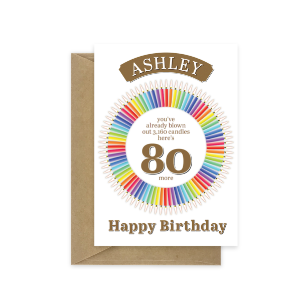 bb061 80th birthday card 80 candles bb061