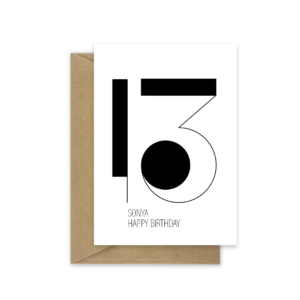 13th birthday card minimalist bb073