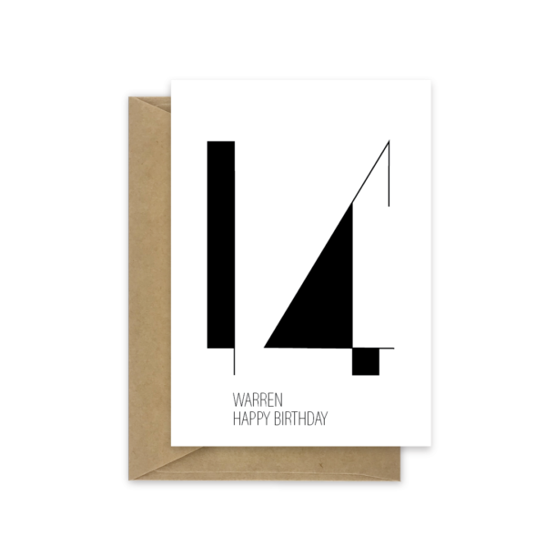 14th birthday card minimalist with name bb074