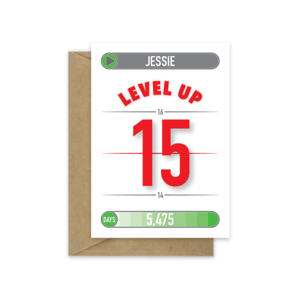 15th birthday card level up name bth441