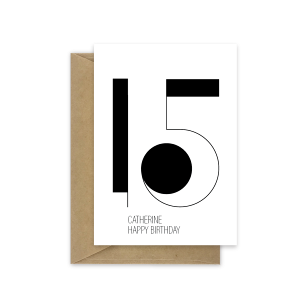 15th birthday card minimalist name bb075