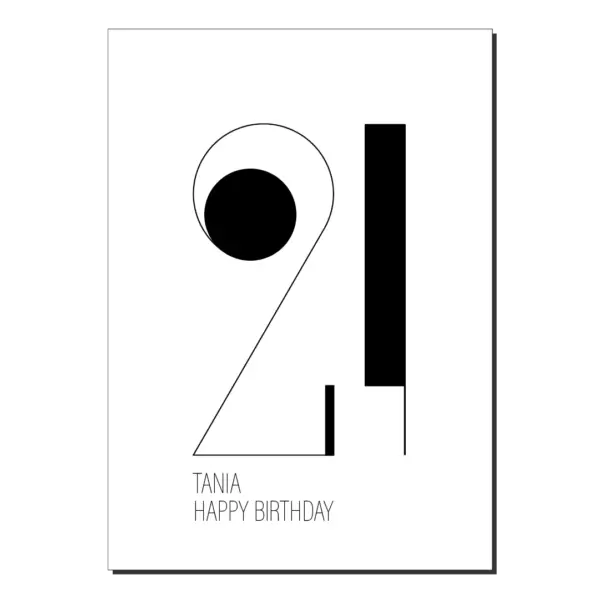 21st birthday card minimalist bb036