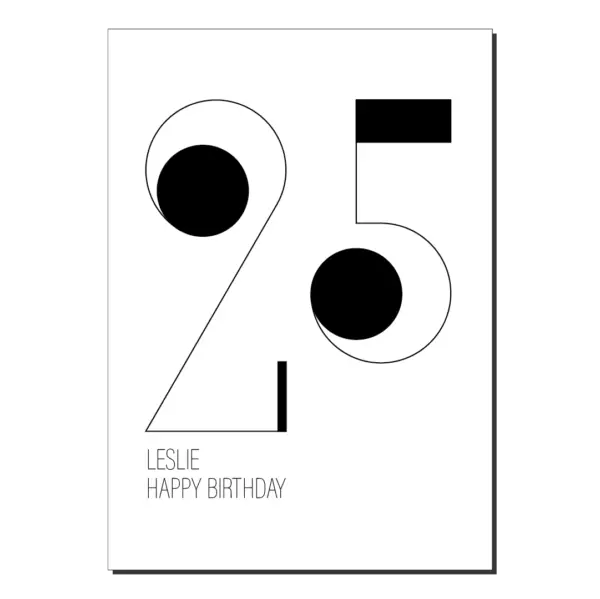 25th birthday card minimalist bb038