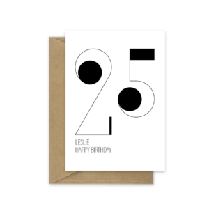 25th birthday card minimalist name bb038