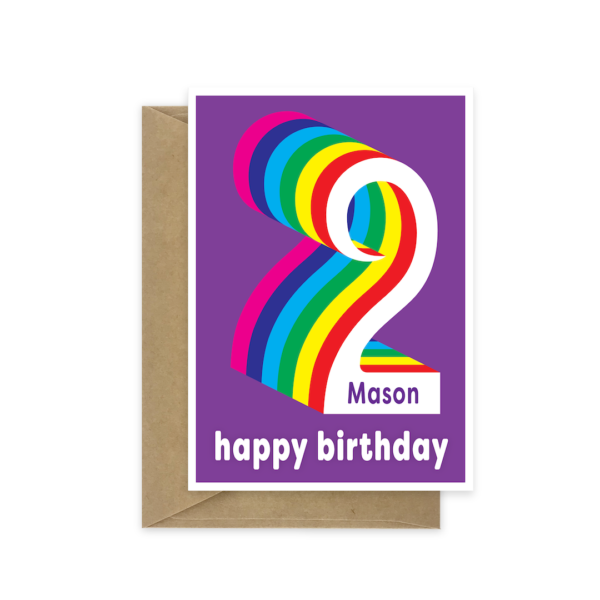 2nd birthday card - Rainbow Name - Image 2