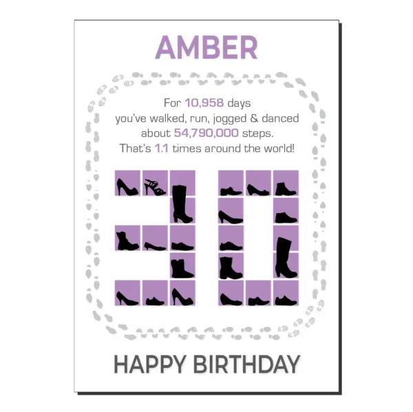30th birthday card for her steps bb051