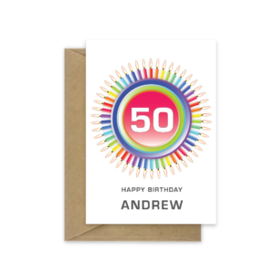50th birthday card candles with name bth482