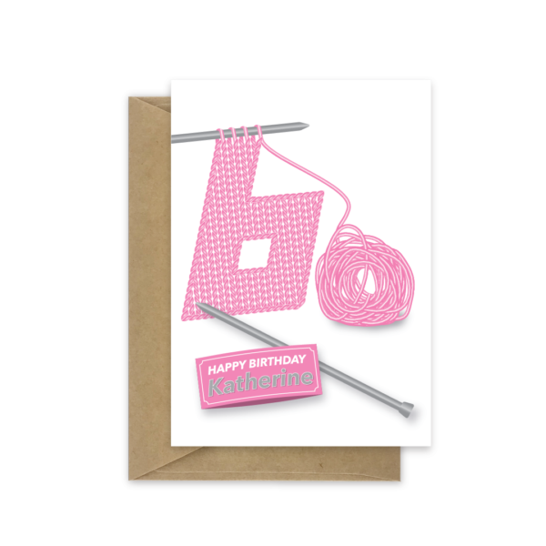 60th birthday card knitting name bb093