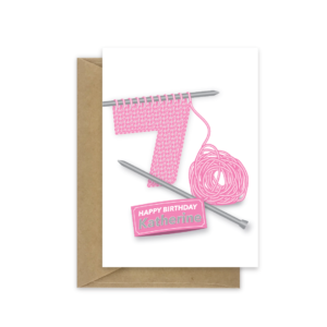 70th birthday card kniiting name bb092