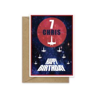 7th birthday card for boy star fighter bth566