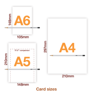 3 card sizes available A6, A5, A4