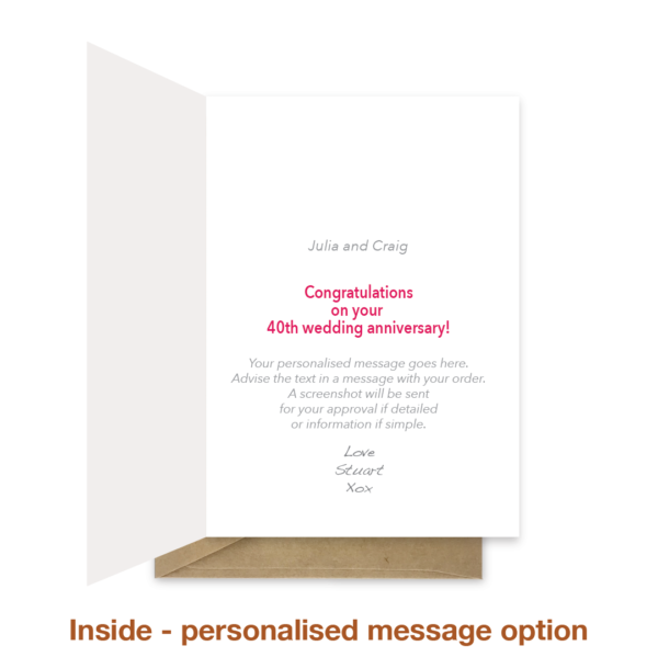 40th wedding anniversary card - 40 white line - Image 4