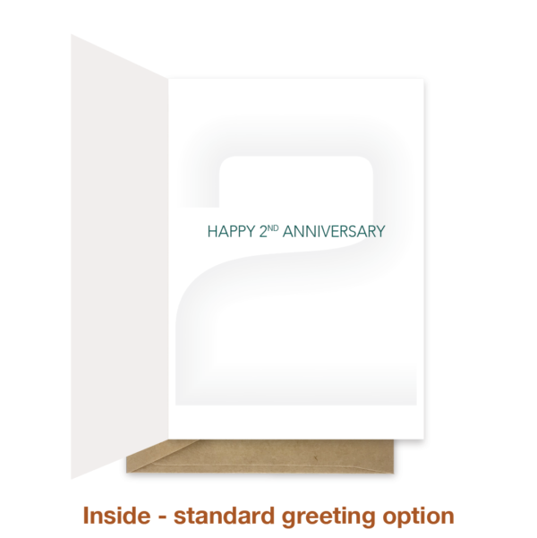 Standard greeting inside 2nd wedding anniversary card ann019