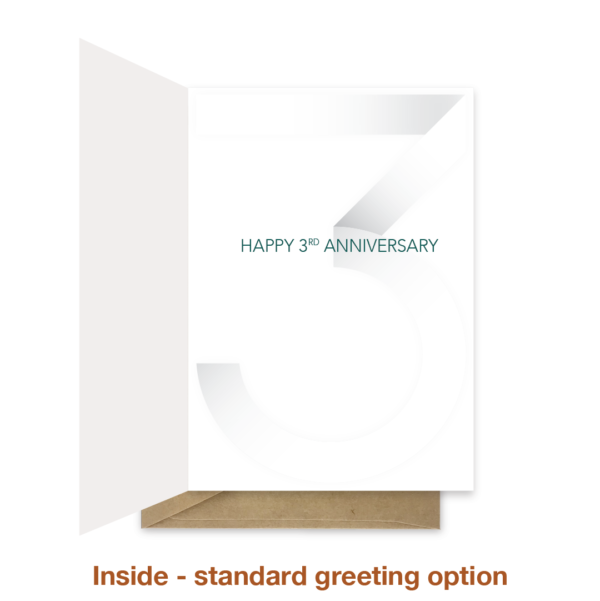 Standard greeting inside 3rd wedding anniversary card ann020