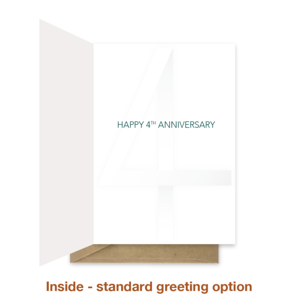 Standard greeting inside 4th wedding anniversary card ann021