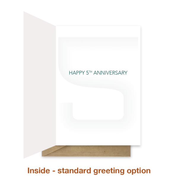 Standard greeting inside 5th wedding anniversary card ann022
