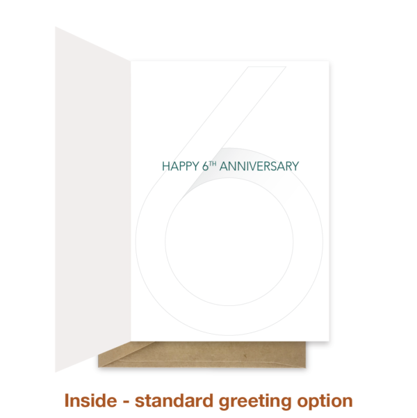 Standard greeting inside 6th wedding anniversary card ann023