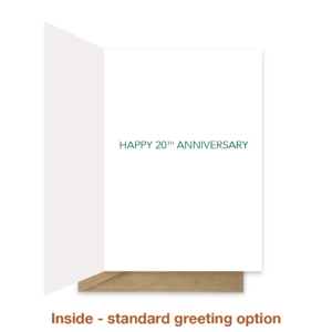 Standard greeting inside 20th wedding anniversary card ann029