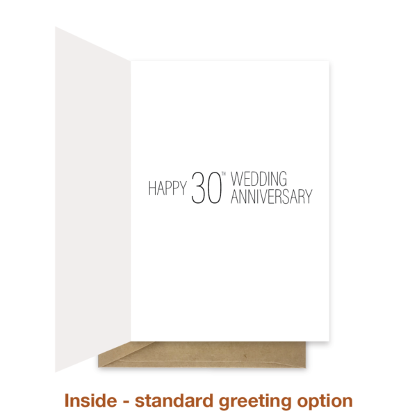 Standard greeting inside 30th wedding anniversary card ann031