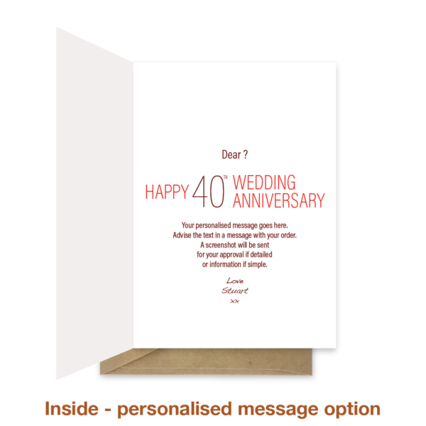 40th wedding anniversary card - Rubies - Image 4
