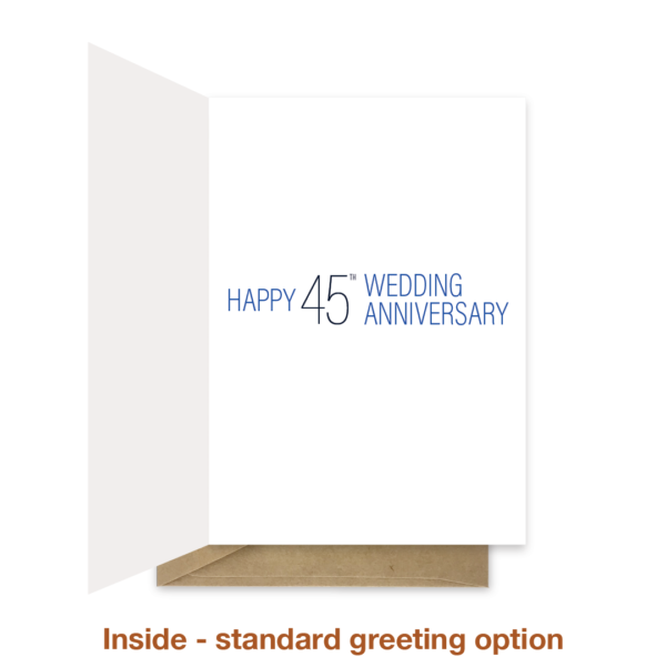 Standard greeting inside 45th wedding anniversary card ann038