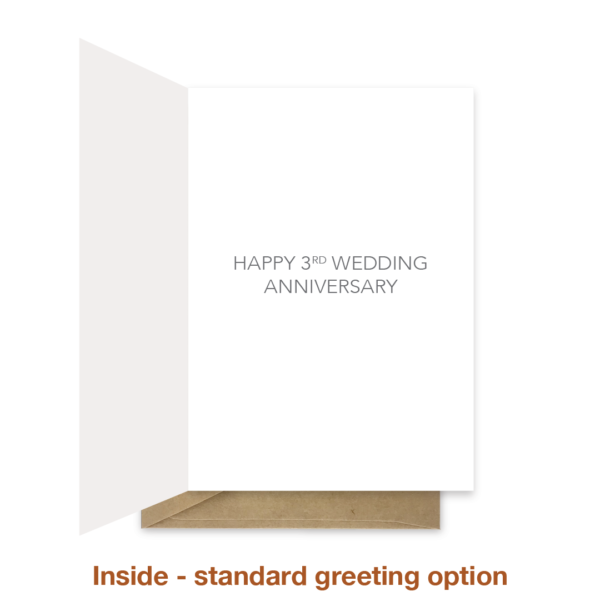 Standard greeting inside 3rd wedding anniversary card ann045