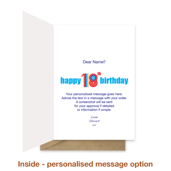 Personalised message inside 18th birthday card bb024
