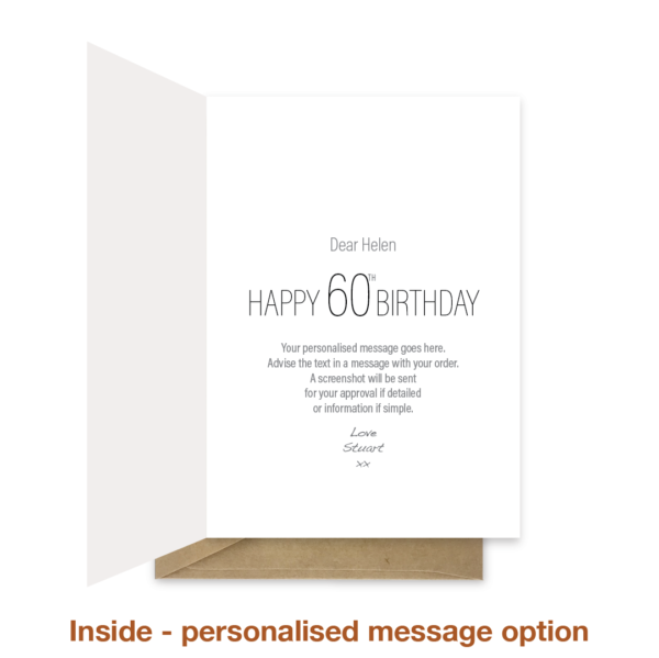 Personalised message inside 60th birthday card bb042