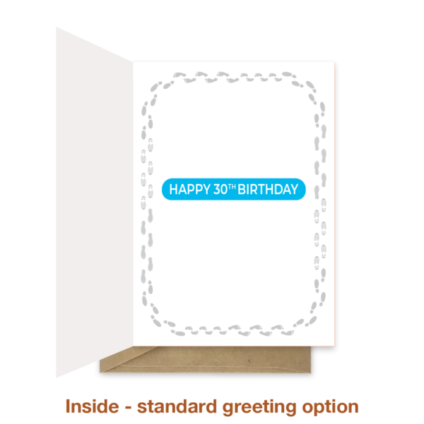 Standard greeting inside 30th birthday card bb050