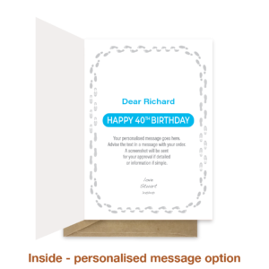 Personalised message inside 40th birthday card bb052