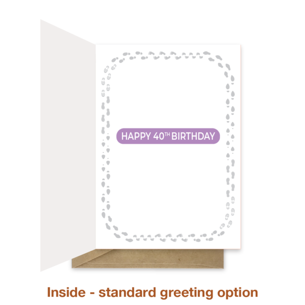 Standard greeting inside 40th birthday card bb053