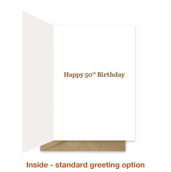 Standard greeting inside 50th birthday card