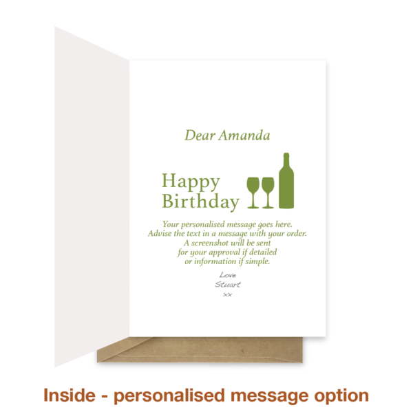 Personalised message inside wine connoisseur birthday card bb062