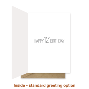 Standard greeting inside 12th birthday card bb072